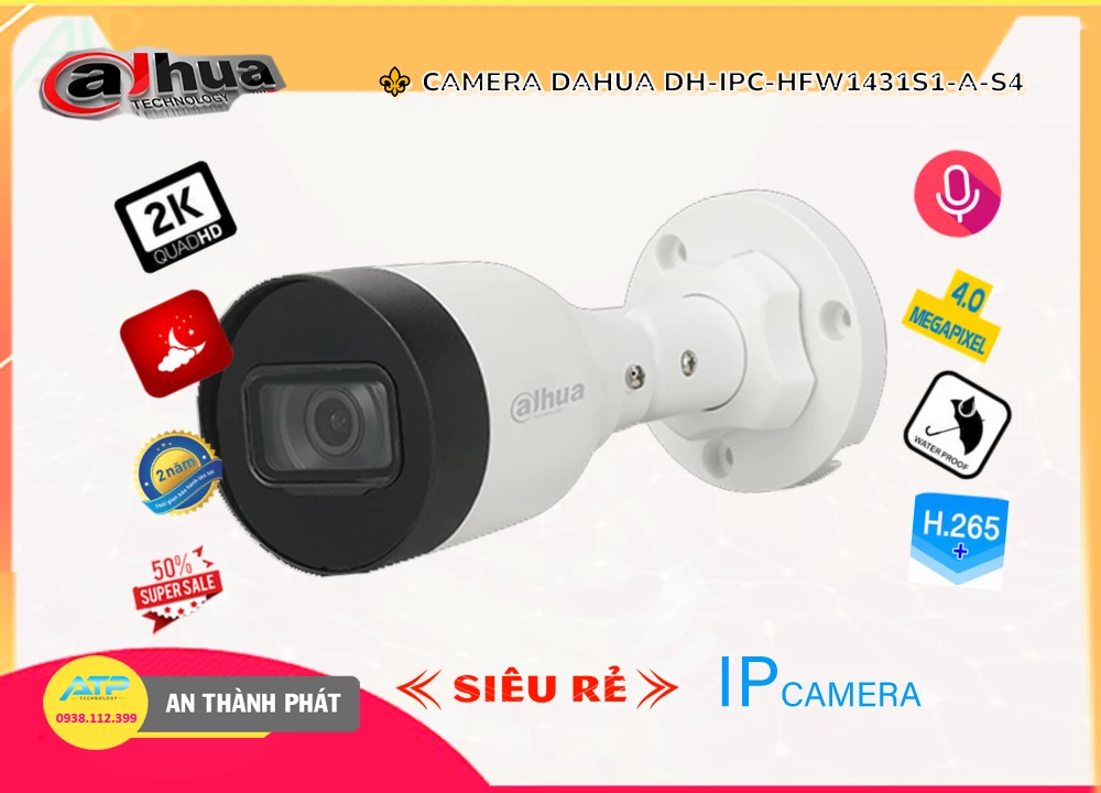 Camera An Ninh Dahua DH-IPC-HFW1431S1-A-S4