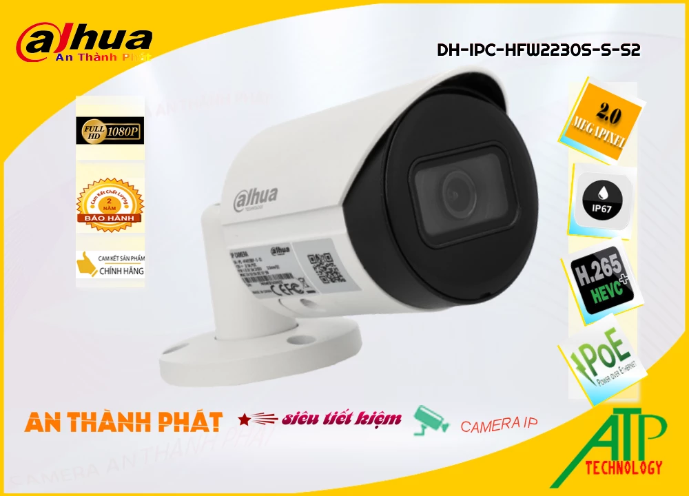 Camera Dahua DH-IPC-HFW2230S-S-S2,Giá Ip POE Sắc Nét DH-IPC-HFW2230S-S-S2,phân phối