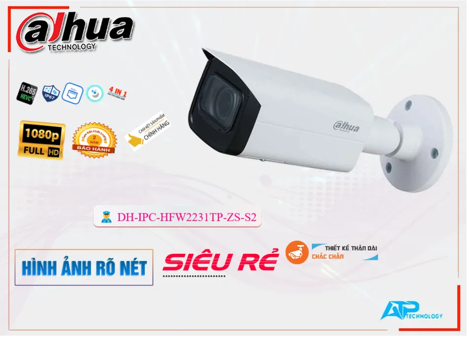Camera Dahua DH-IPC-HFW2231TP-ZS-S2,DH-IPC-HFW2231TP-ZS-S2 Giá Khuyến Mãi, IP POEDH-IPC-HFW2231TP-ZS-S2 Giá