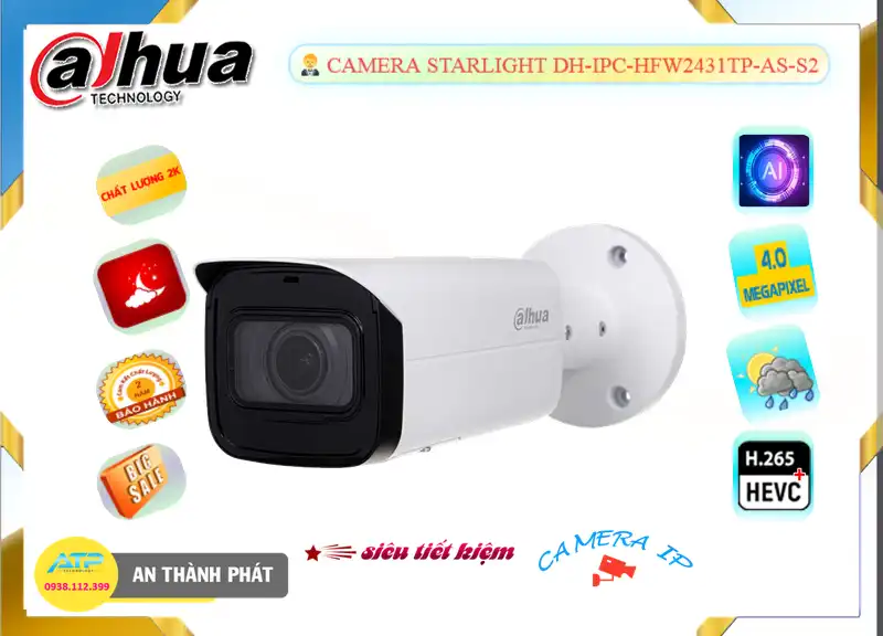 Camera DH-IPC-HFW2431TP-AS-S2 Dahua giá rẻ chất lượng cao