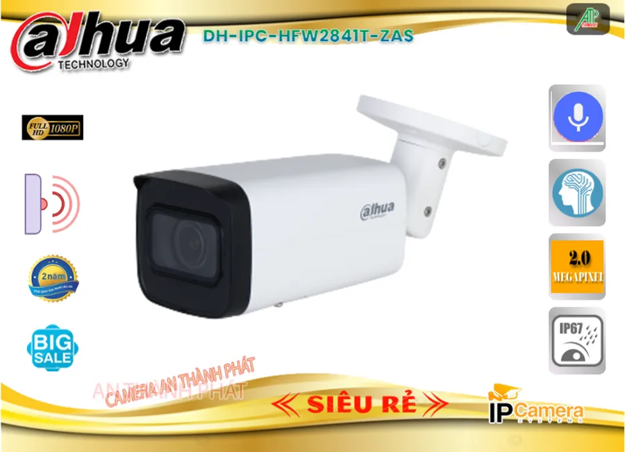 DH IPC HFW2841T ZAS,Camera IP Dahua Thân DH-IPC-HFW2841T-ZAS,DH-IPC-HFW2841T-ZAS Giá rẻ, Công Nghệ POE