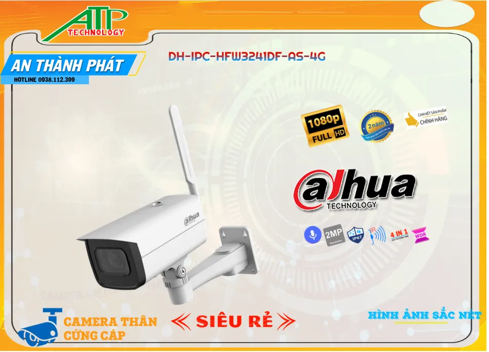 DH IPC HFW3241DF AS 4G,Camera Dahua DH-IPC-HFW3241DF-AS-4G,DH-IPC-HFW3241DF-AS-4G Giá rẻ, Công Nghệ IP