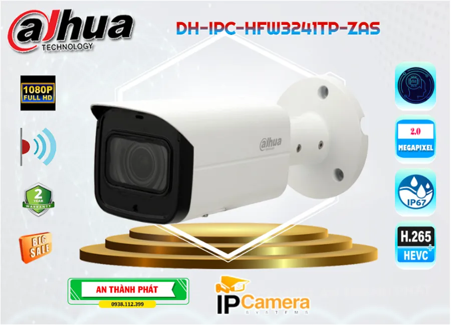 Camera IP Dahua Thân DH-IPC-HFW3241TP-ZAS,Giá Ip POE Sắc Nét DH-IPC-HFW3241TP-ZAS,phân phối