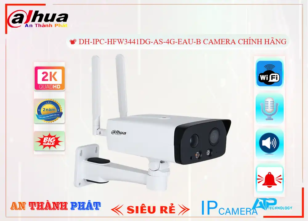 Camera 4G Dahua DH-IPC-HFW3441DG-AS-4G-EAU-B,DH-IPC-HFW3441DG-AS-4G-EAU-B Giá Khuyến Mãi, Công Nghệ IP
