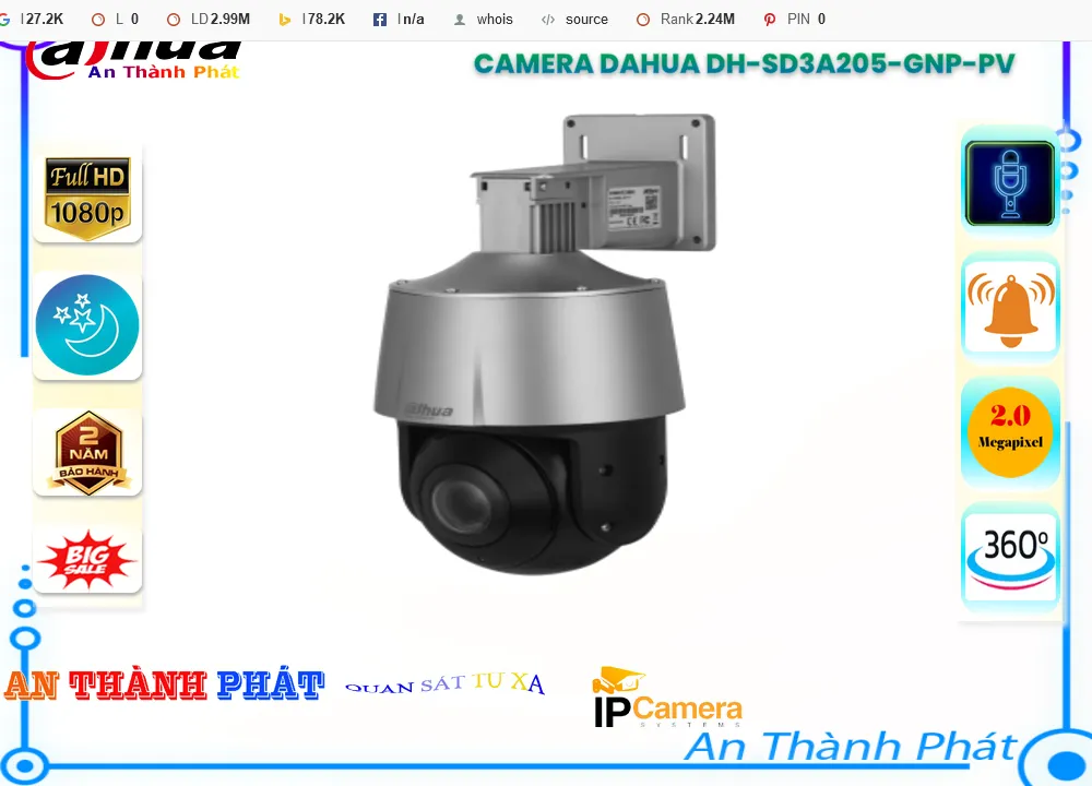 DH SD3A205 GNP PV,Camera Dahua DH-SD3A205-GNP-PV 360,Chất Lượng DH-SD3A205-GNP-PV,Giá Ip POE Sắc Nét