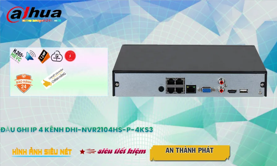 DHI-NVR2104HS-P-4KS3 Dahua Thiết kế Đẹp