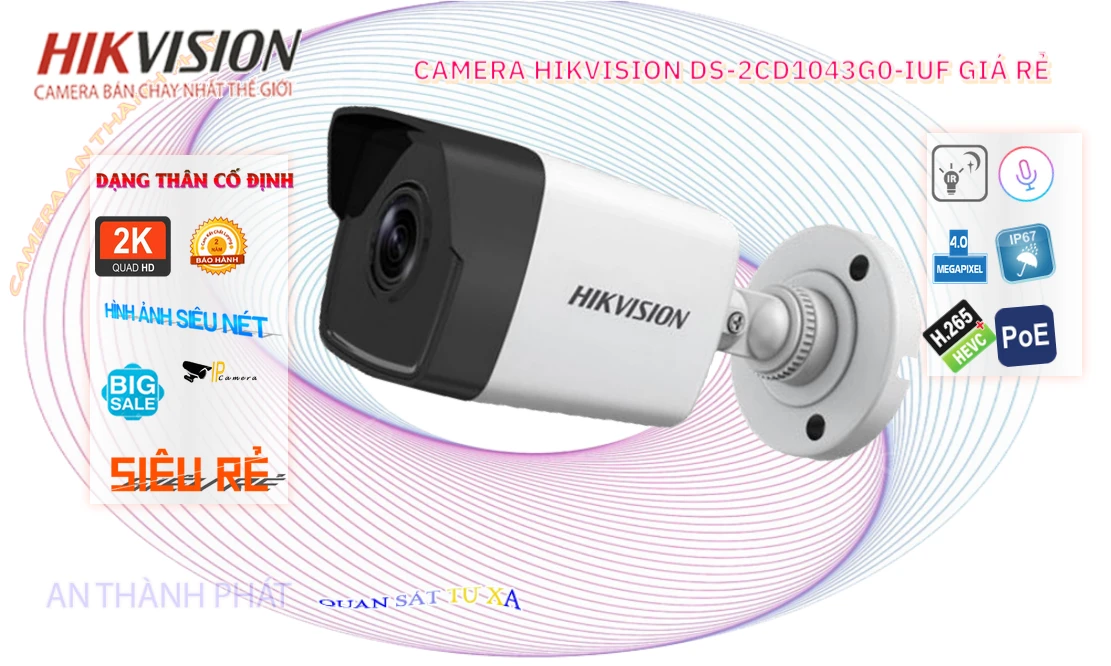 Hikvision DS-2CD1043G0-IUF Sắc Nét