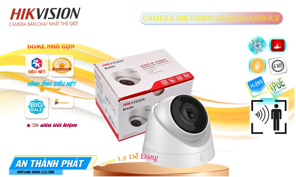 Camera Hikvision đang khuyến mãi DS-2CD1343G0-IUF