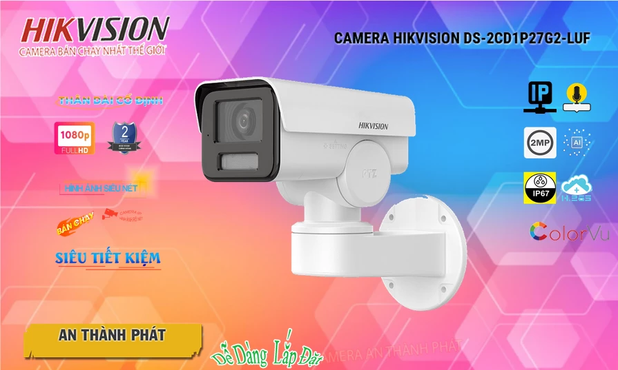Camera DS-2CD1P27G2-LUF Hikvision đang khuyến mãi