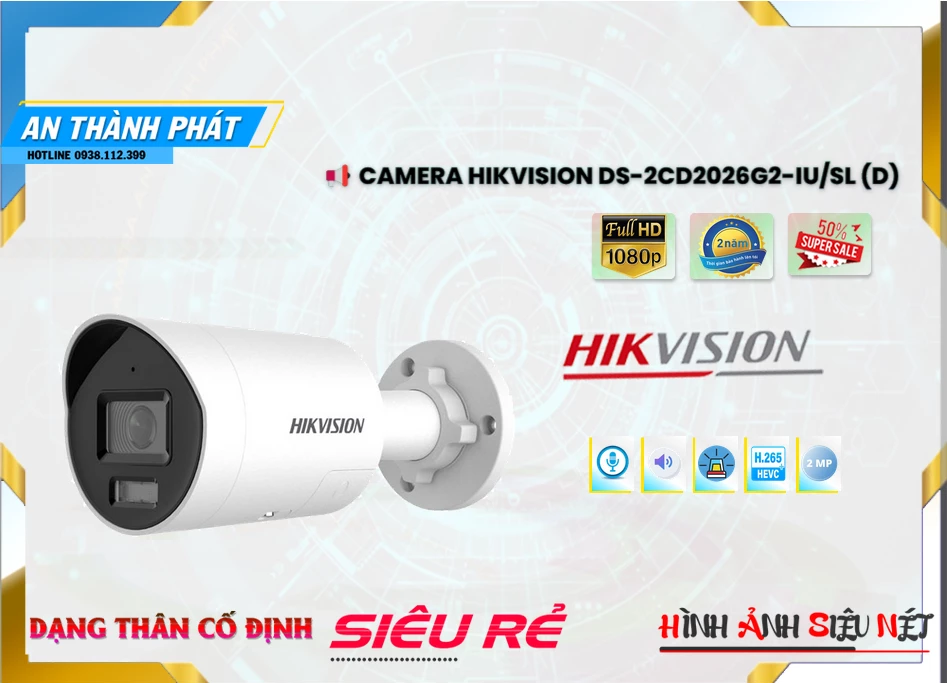 Camera DS-2CD2026G2-IU/SL(D) Hikvision Chất Lượng
