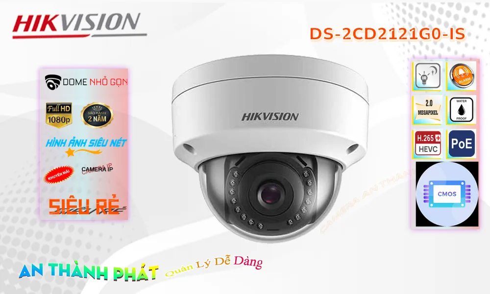 ➠  DS-2CD2121G0-IS sắc nét Hikvision