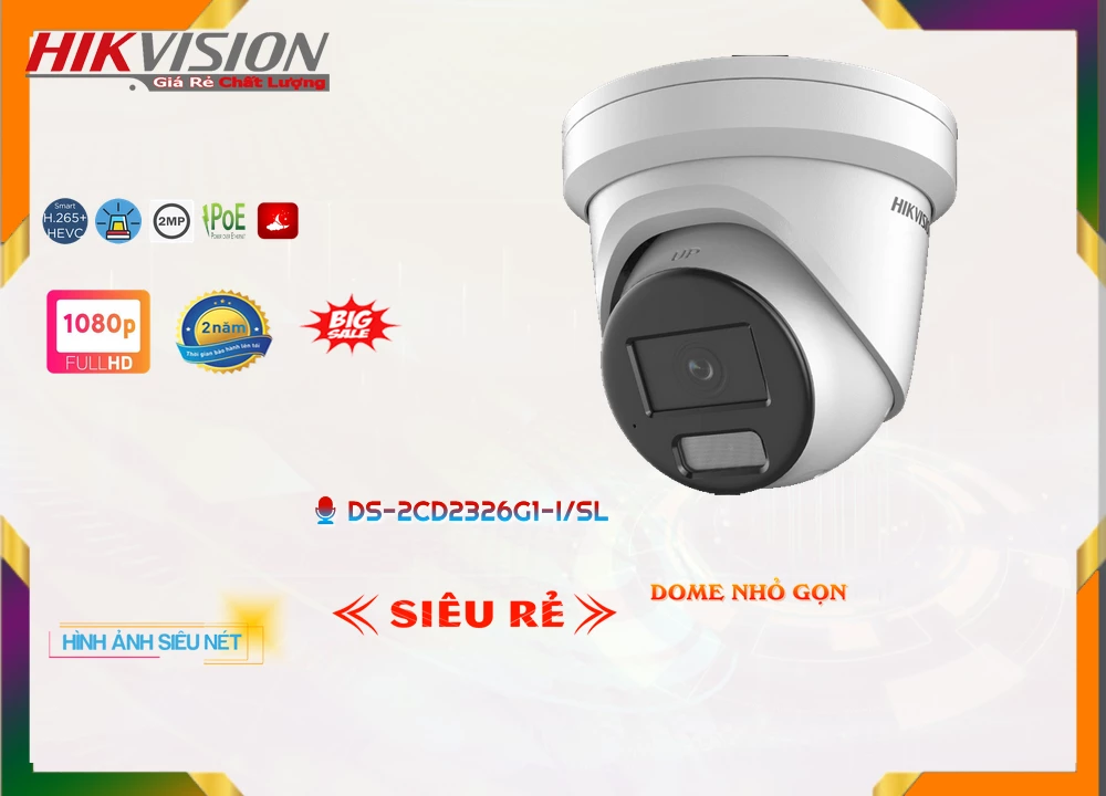 DS-2CD2326G1-I/SL sắc nét Hikvision