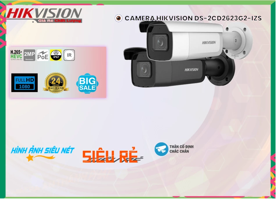 ✔️ Hikvision DS-2CD2623G2-IZS Sắc Nét