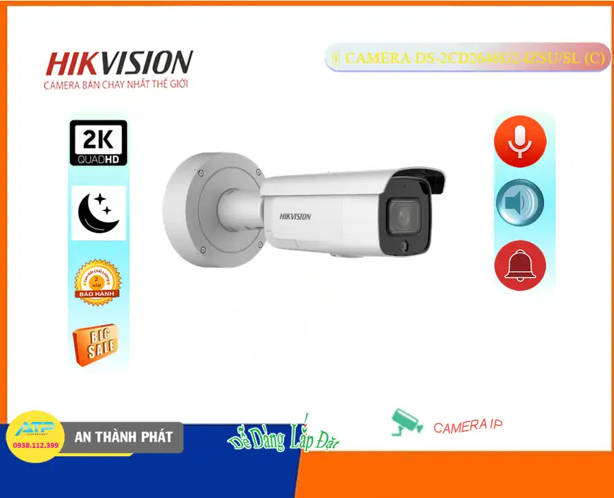 Camera DS-2CD2646G2-IZSU/SL(C) Hikvision ✔️