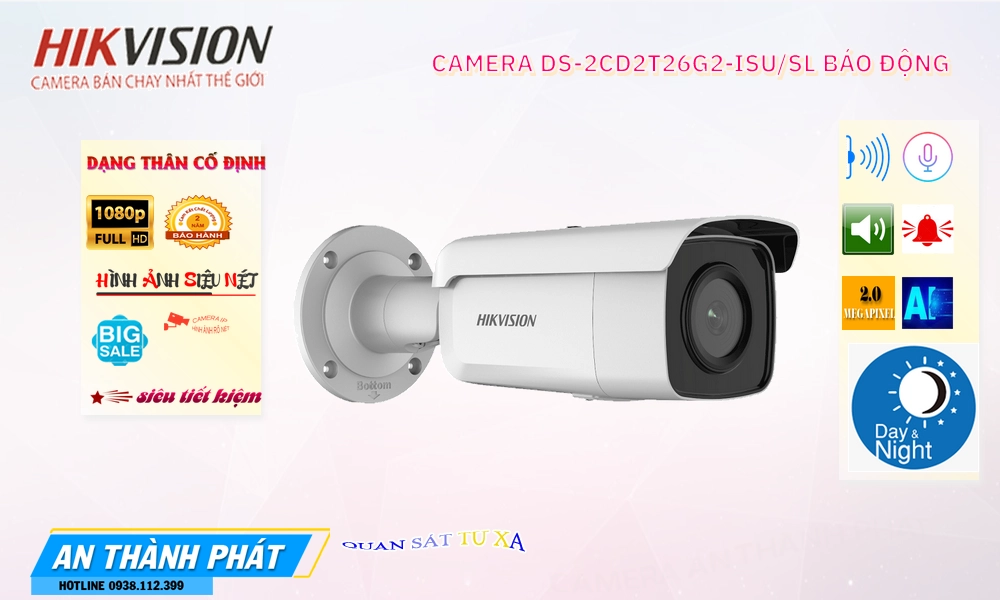 DS-2CD2T26G2-ISU/SL Camera Giá rẻ Hikvision ✲
