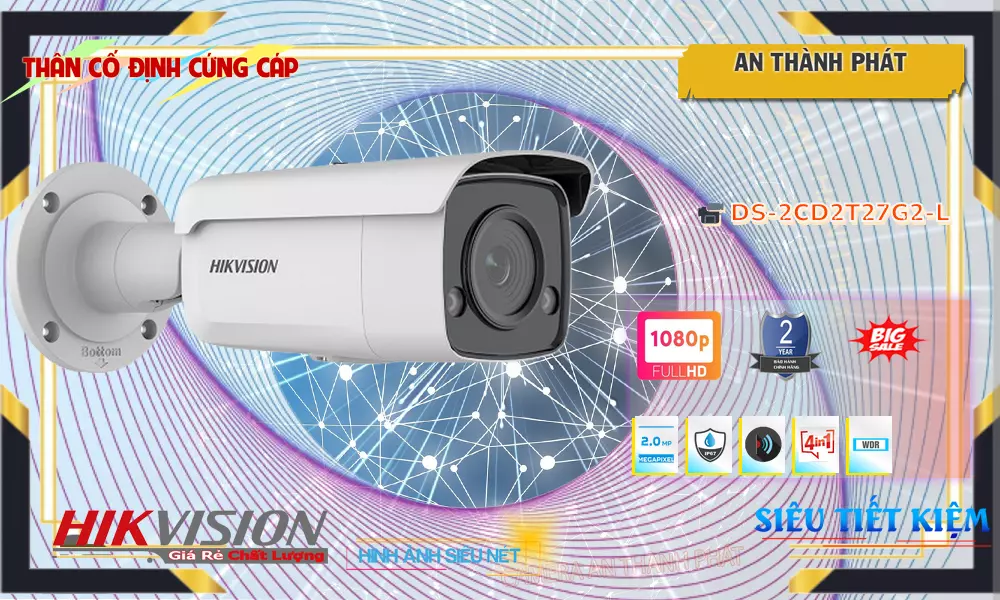 DS-2CD2T27G2-L Camera Hikvision Chi phí phù hợp ❂