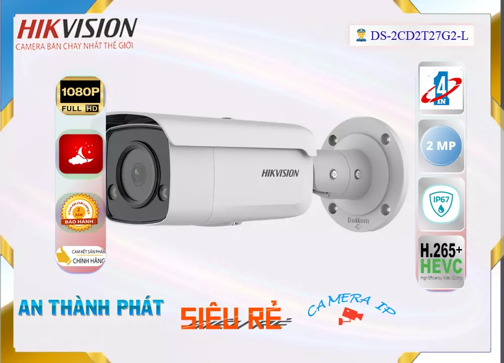 DS-2CD2T27G2-L Camera Hikvision Chi phí phù hợp ❂