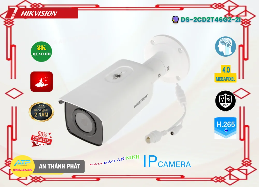 Camera Hikvision DS-2CD2T46G2-2I Tiết Kiệm