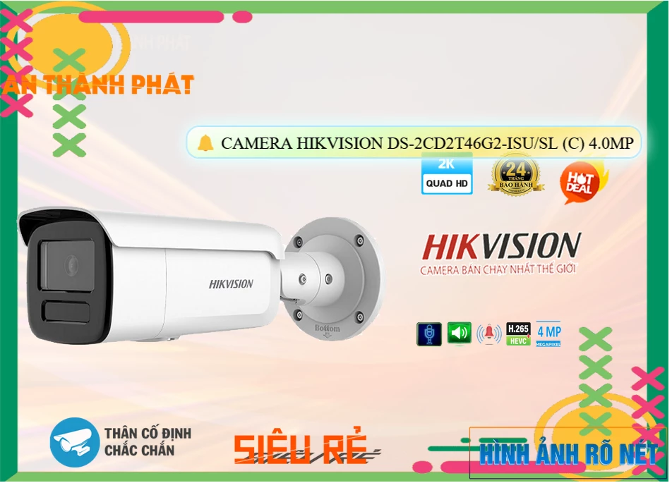 Camera DS-2CD2T46G2-ISU/SL(C) Hikvision giá rẻ chất lượng cao