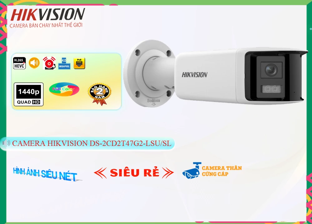 Camera Báo Động Hikvision DS-2CD2T47G2-LSU/SL,DS-2CD2T47G2-LSU/SL Giá Khuyến Mãi, Công Nghệ POE DS-2CD2T47G2-LSU/SL Giá