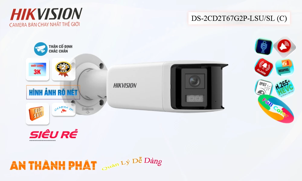 Camera DS-2CD2T67G2P-LSU/SL(C) Hikvision ✔️