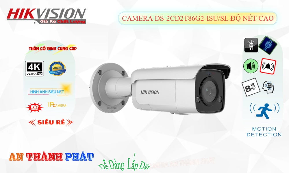 DS-2CD2T86G2-ISU/SL IP POE Camera Giá Rẻ Hikvision
