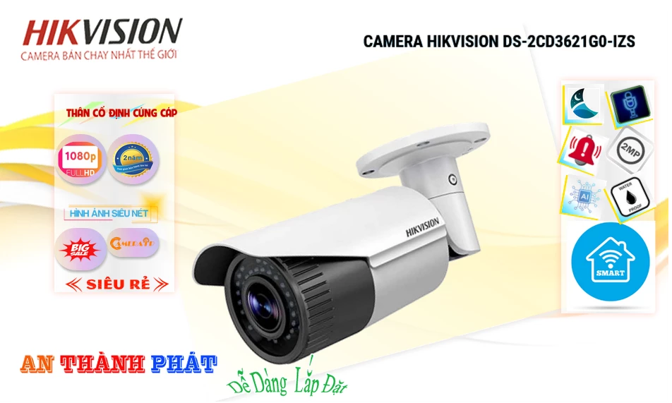 Camera Hikvision Thiết kế Đẹp DS-2CD3621G0-IZS