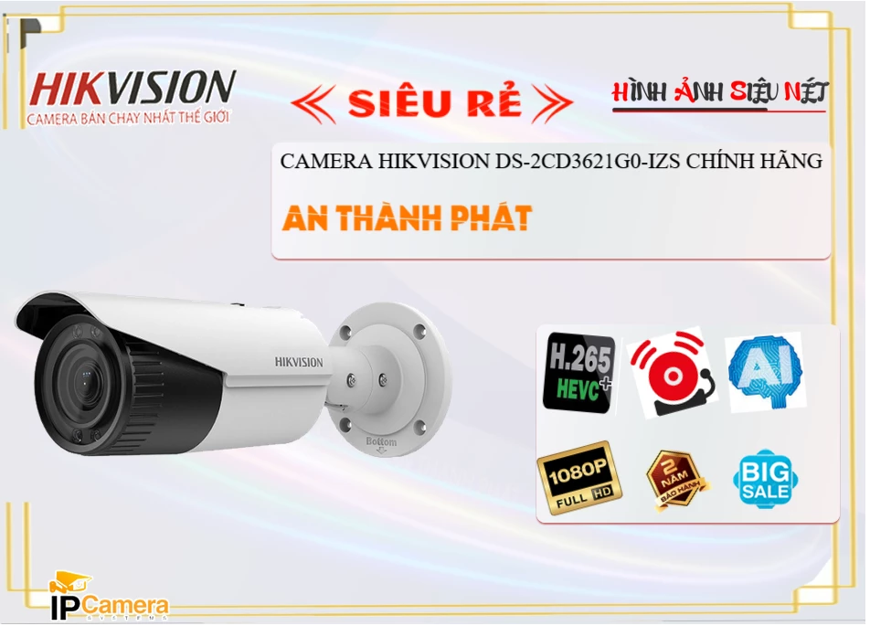 Camera Hikvision Thiết kế Đẹp DS-2CD3621G0-IZS