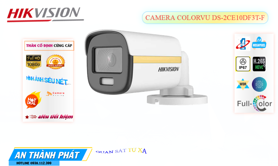 Camera Thân Hikvision DS-2CE10DF3T-F ColorVu
