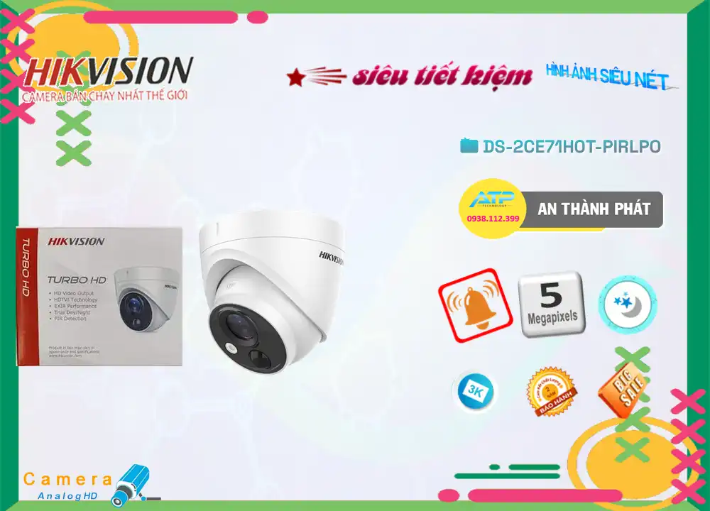 Camera Hikvision DS-2CE71H0T-PIRLPO Mẫu Đẹp