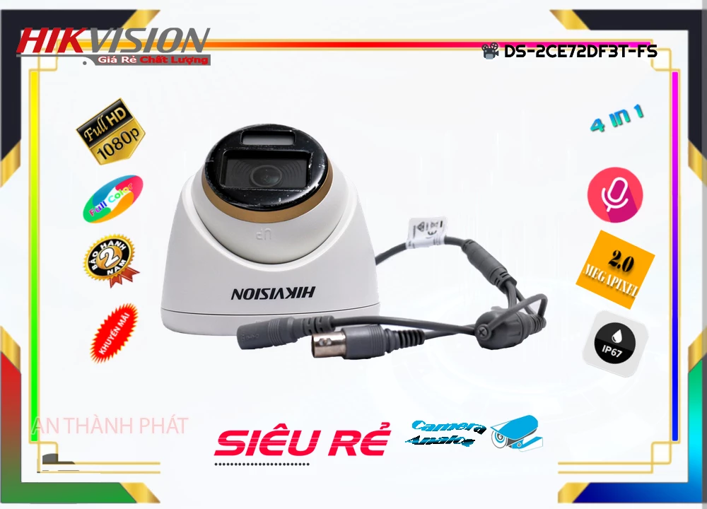 DS 2CE72DF3T FS,Camera Full Color Hikvision DS-2CE72DF3T-FS,DS-2CE72DF3T-FS Giá rẻ, HD Anlog DS-2CE72DF3T-FS Công Nghệ