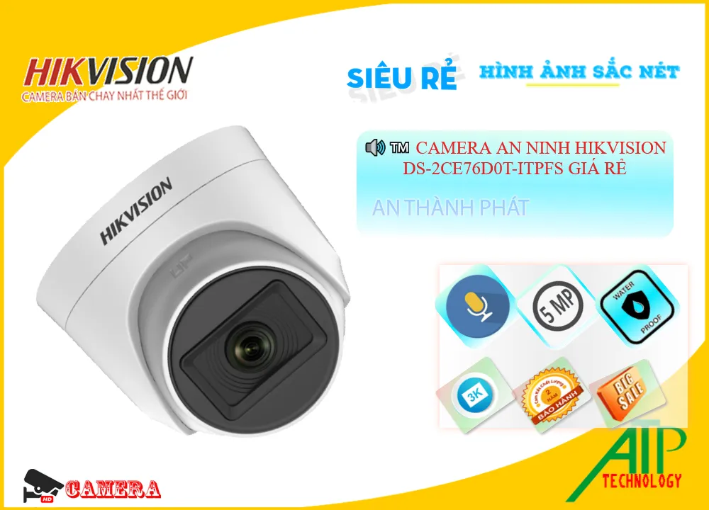 DS 2CE76D0T ITPFS,Camera An Ninh Hikvision DS-2CE76D0T-ITPFS Giá rẻ,DS-2CE76D0T-ITPFS Giá rẻ, HD Anlog