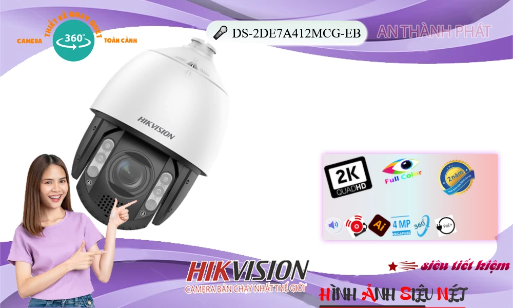DS-2DE7A412MCG-EB Hikvision Thiết kế Đẹp