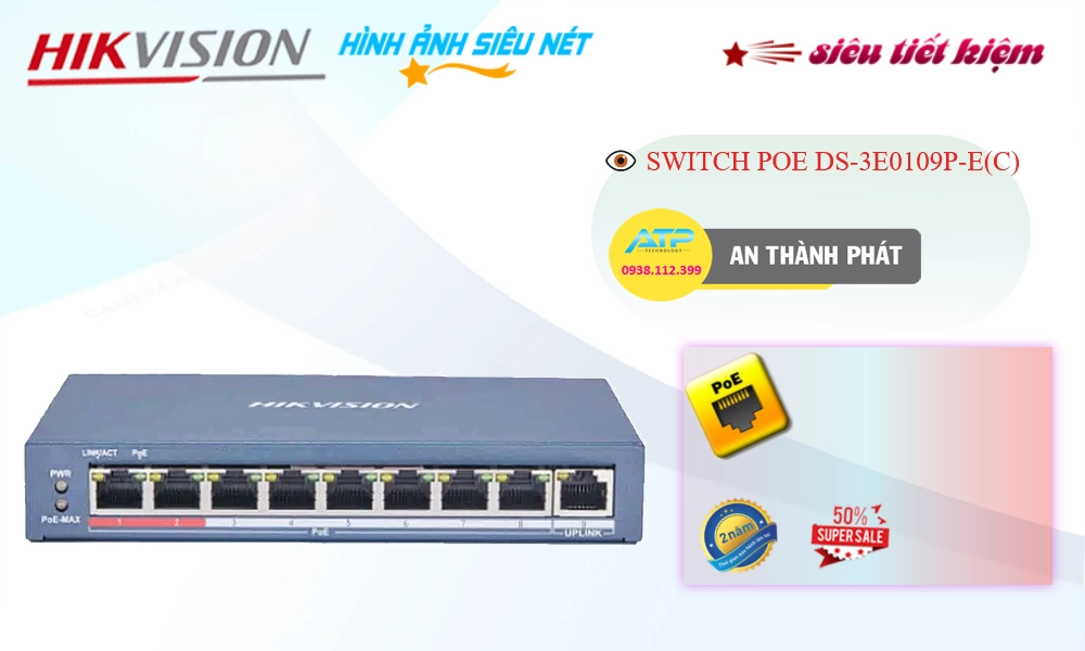 DS-3E0109P-E(C)  Hikvision  Bộ chia mạng