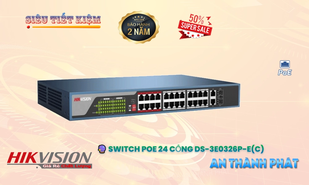 Switch Thiết bị nối mạng  DS-3E0326P-E(C) Thiết Bị Mạng