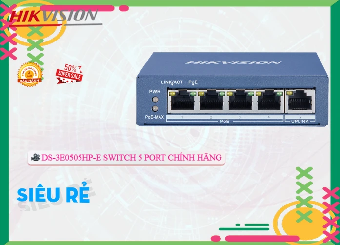 Switch Thiết bị nối mạng  DS-3E0505HP-E  Hikvision