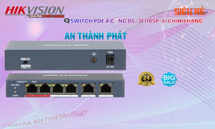 Hikvision DS-3E1105P-EI  Switch chuyển đổi mạng