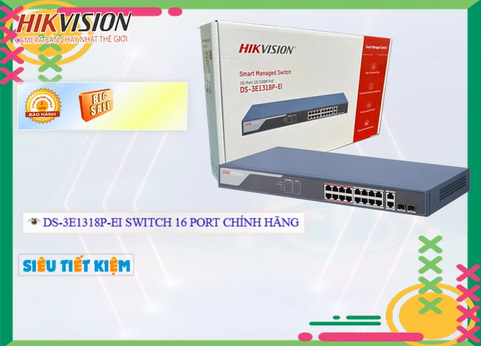 DS-3E1318P-EI  Switch chia mạng   Hikvision