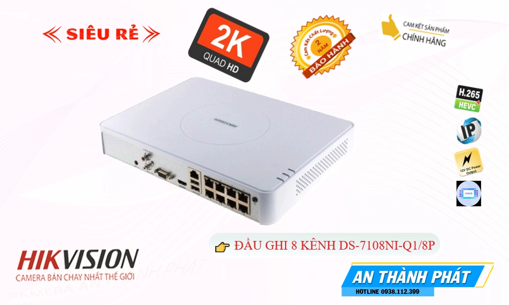 Đầu Ghi Hikvision giá rẻ chất lượng cao DS-7108NI-Q1/8P