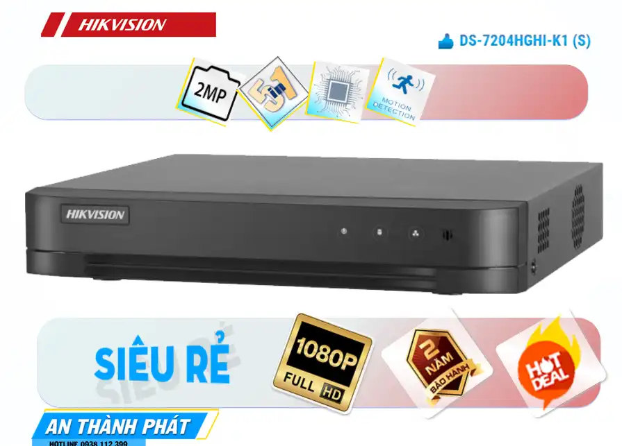 Đầu Ghi Hikvision DS-7204HGHI-K1 (S),thông số DS-7204HGHI-K1(S), HD DS-7204HGHI-K1(S) Giá rẻ,DS 7204HGHI K1(S),Chất