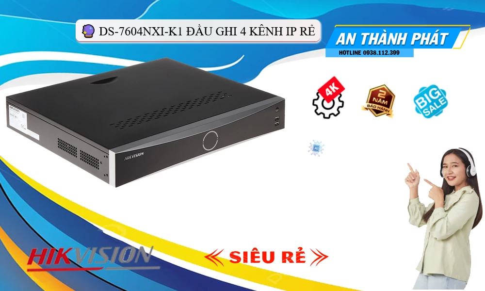 DS-7604NXI-K1Thiết Bị Ghi Hình Chất Lượng Hikvision