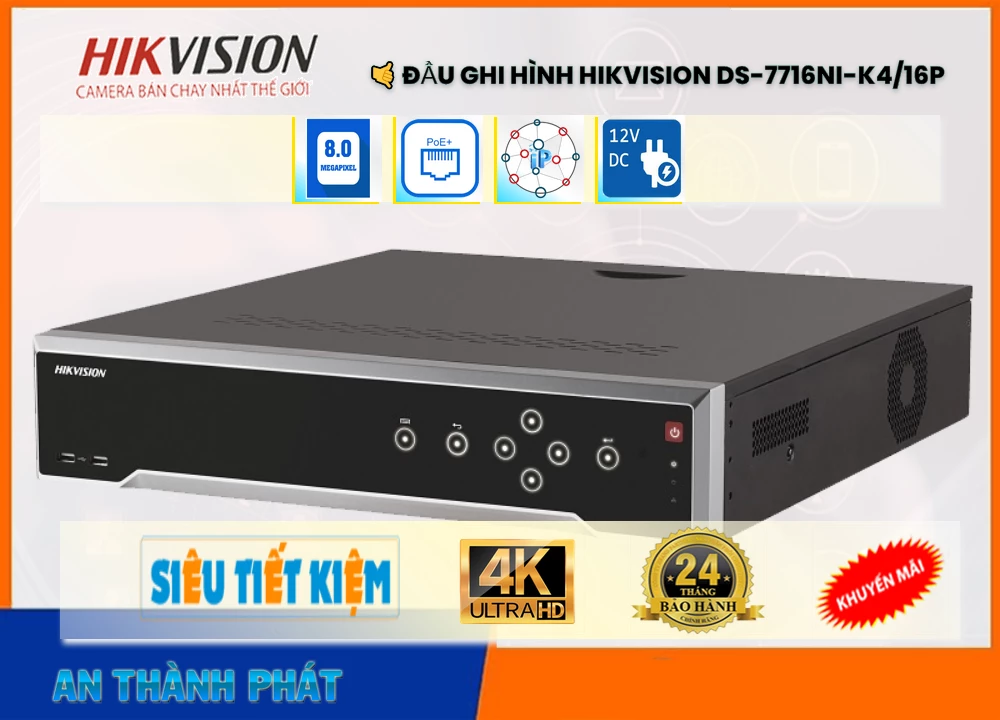DS-7716NI-K4/16P sắc nét Hikvision