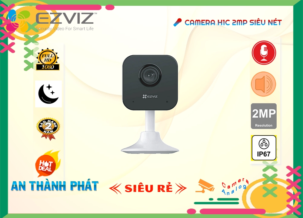 Camera Wifi Ezviz Thiết kế Đẹp H1C 2MP