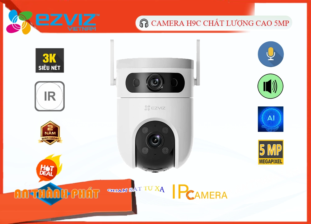 ✲  Camera IP Không Dây Wifi Ezviz H9C (5MP+5MP) Mẫu Đẹp
