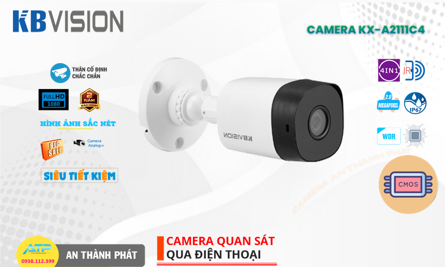 Camera Kbvision Thân  KX-A2111C4 chuẩn IP67