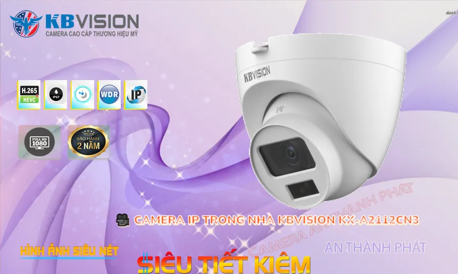 Camera Giá Rẻ KBvision KX-A2112CN3 Ip POE sắc nét Chức Năng Cao Cấp