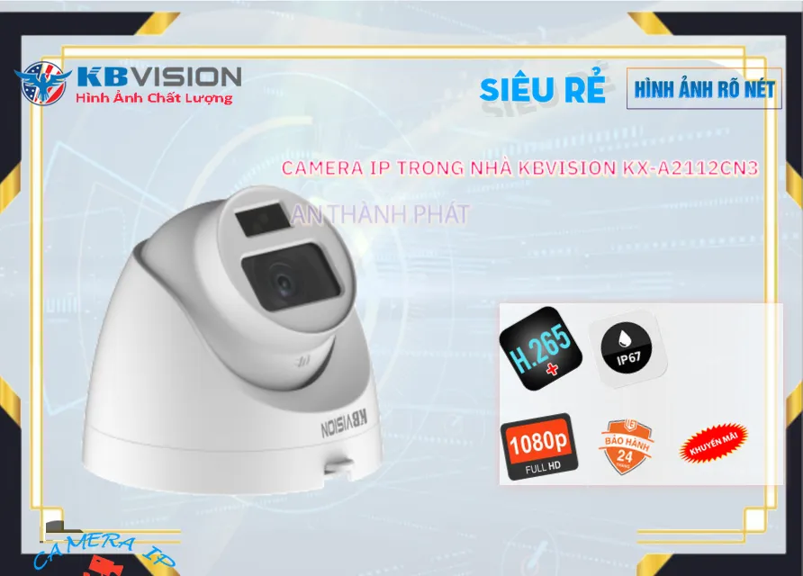 Camera KBvision IP POE trang bị đặt biệt Nguồn sử dụng 12V An ToànKX-A2112CN3
