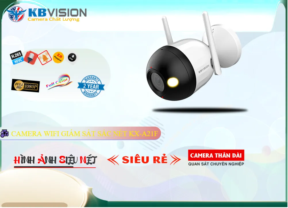 Camera Giá Rẻ KBvision KX-A21F Không Dây IP trang bị đặt biệt Tích hợp báo động khi có chuyển động Giá tốt