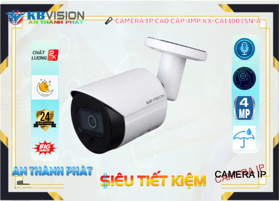 KX-CAi4001SN-A Camera Cấp Nguồ Qua Dây Mạng khả nang Phát hiện chuyển động người bằng cảm biến AI KBvision Đang giảm giá