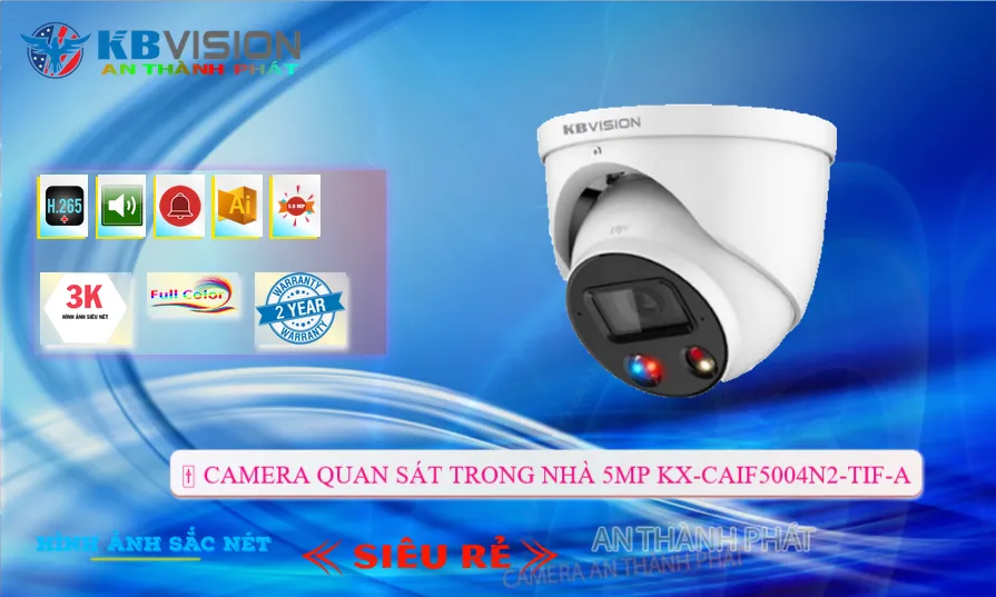Camera IP Chức năng chuyên dụng Báo động qua điện thoại khi có chuyển động KBvision KX-CAiF5004N2-TiF-A Mẫu Đẹp